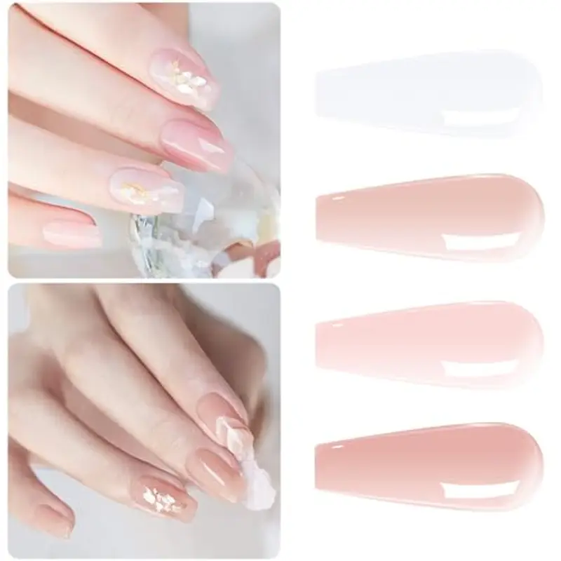 Vishine smalto gel semipermanente, 4 colori, trasparente, bianco latte, rosa, smalto naturale, gel di cristallo, asciugatura con UV/LED, 8 ml miniatura 3