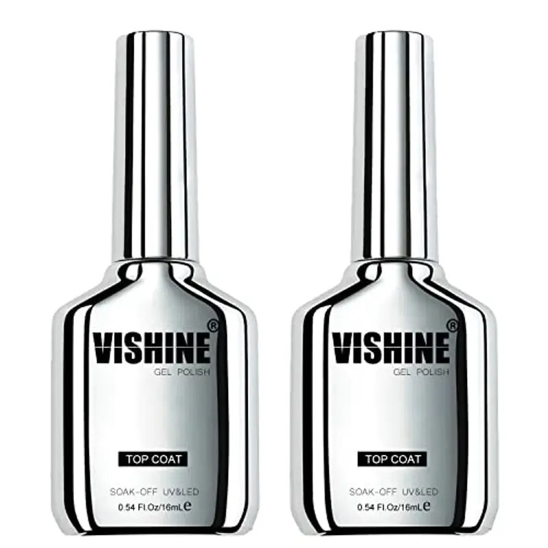 Vishine Smalto gel semipermanente ultra lucido, finitura lucida, 2 x 16 ml, top coat no wipe