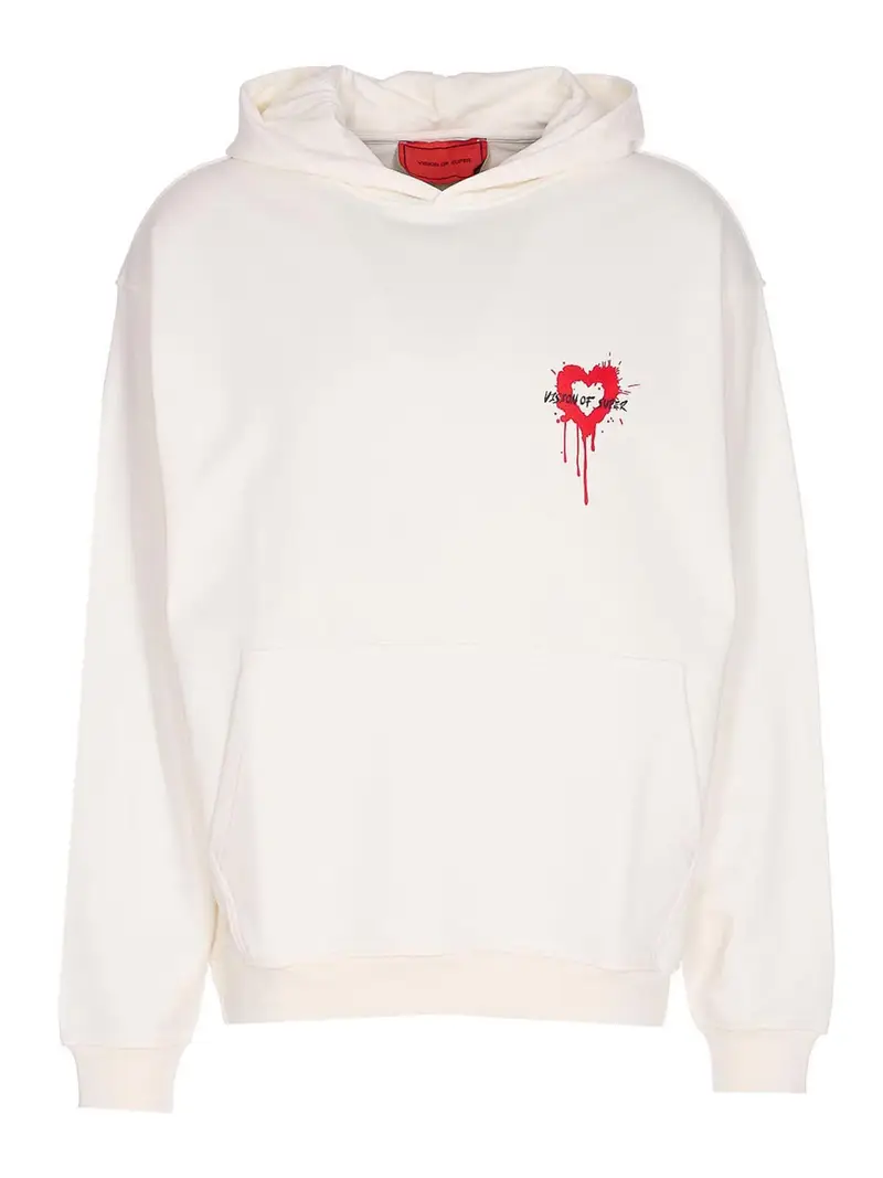 Con cappuccio di stampa del cuore Bianco