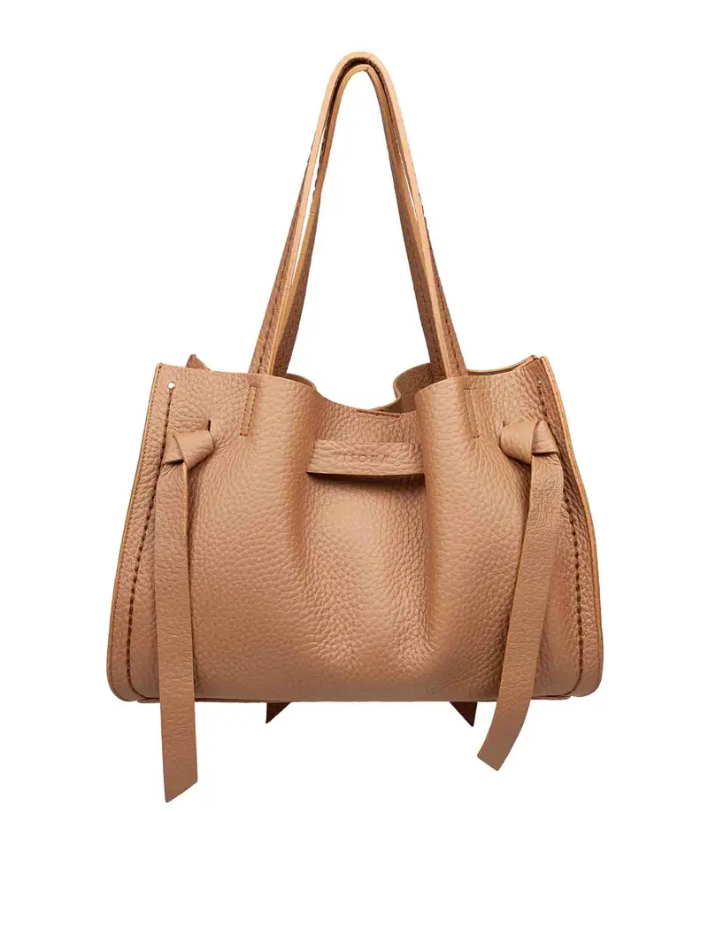 Borsa Shopping Vittoria Santorini In Pelle Beige