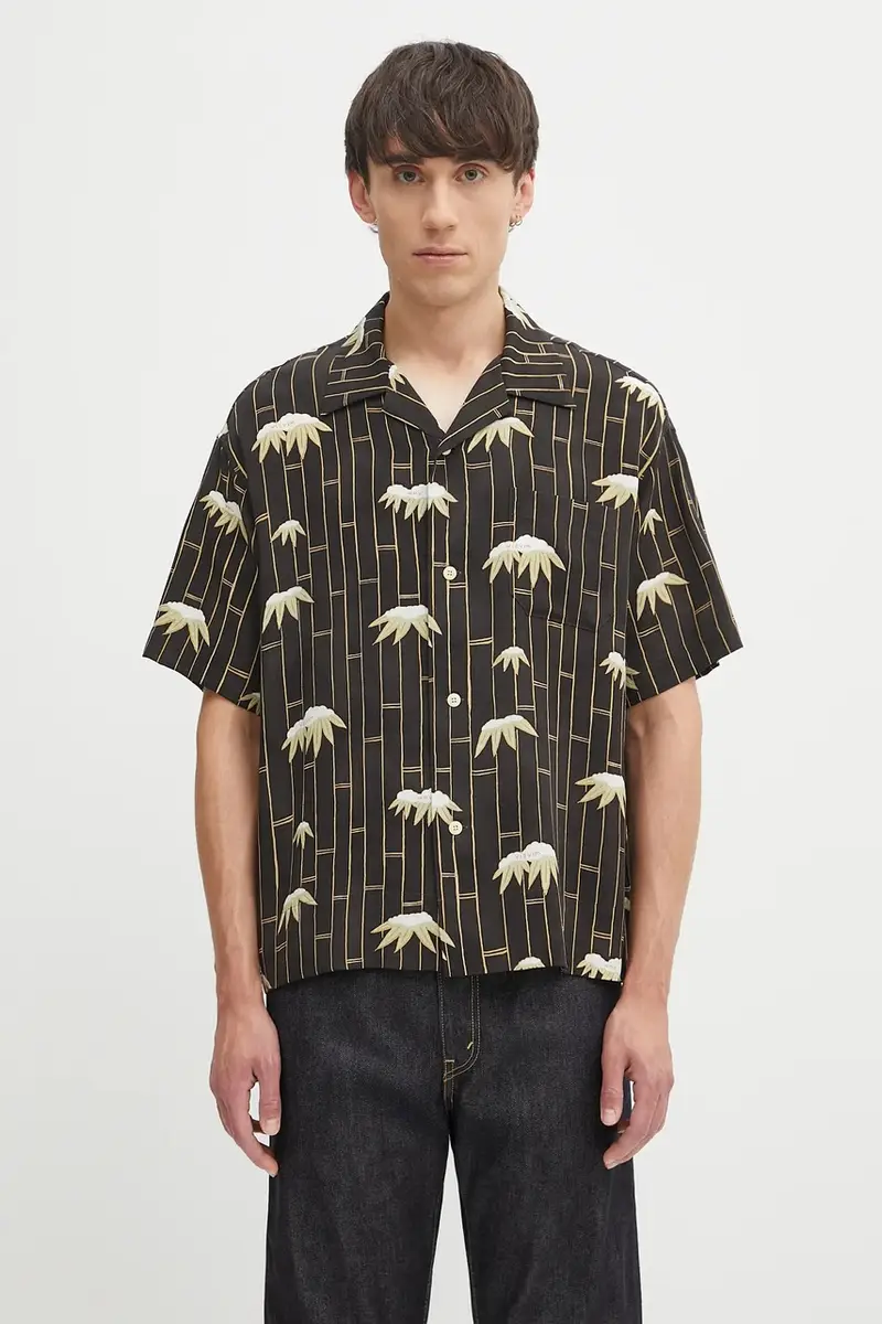 camicia in seta copa shirt s/s bamboo uomo colore nero 125105011003