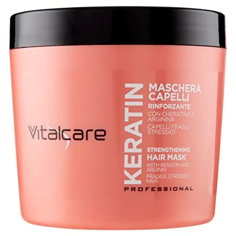 Vitalcare | Keratin - Maschera Capelli Rinforzante, per Capelli Fragili e Stressati, con Cheratina e Arginina, per Capelli più Forti e Morbidi, 500 ml