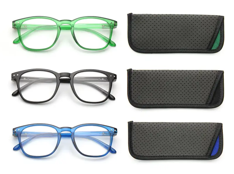 Unisex MOD. 519 Occhiali da lettura Acetato Blu Squadrata miniatura 3