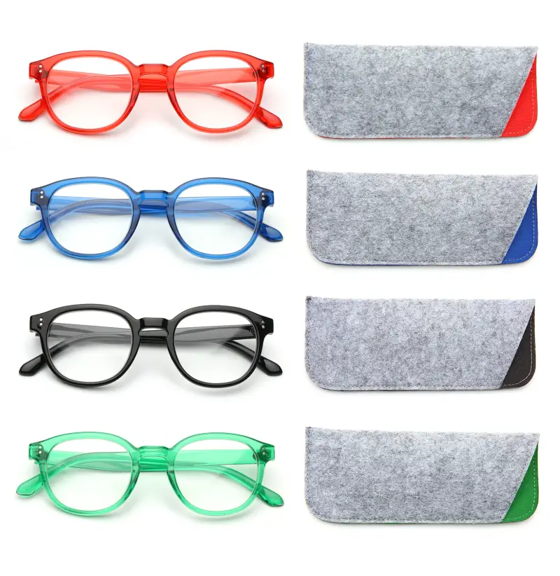 Unisex MOD. 523 Occhiali da lettura Acetato Blu Rotonda miniatura 3