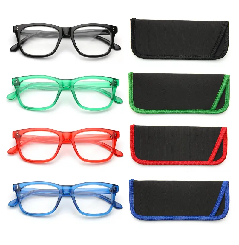 Unisex MOD. 524 Occhiali da lettura Acetato Blu Squadrata miniatura 3