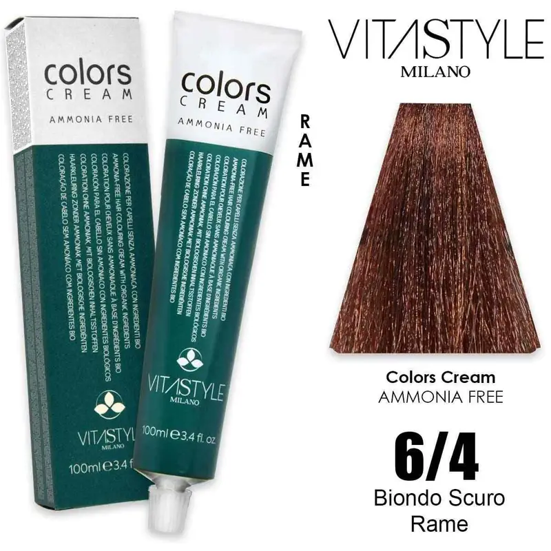 Tinta capelli in crema senza ammoniaca 100 ml 6.4