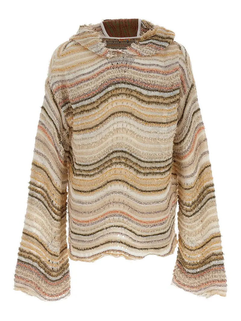 maglione con cappuccio mostro pavone Multicolore