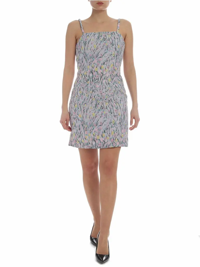 Abito Cento a tubino ricamato a fiori Azzurro