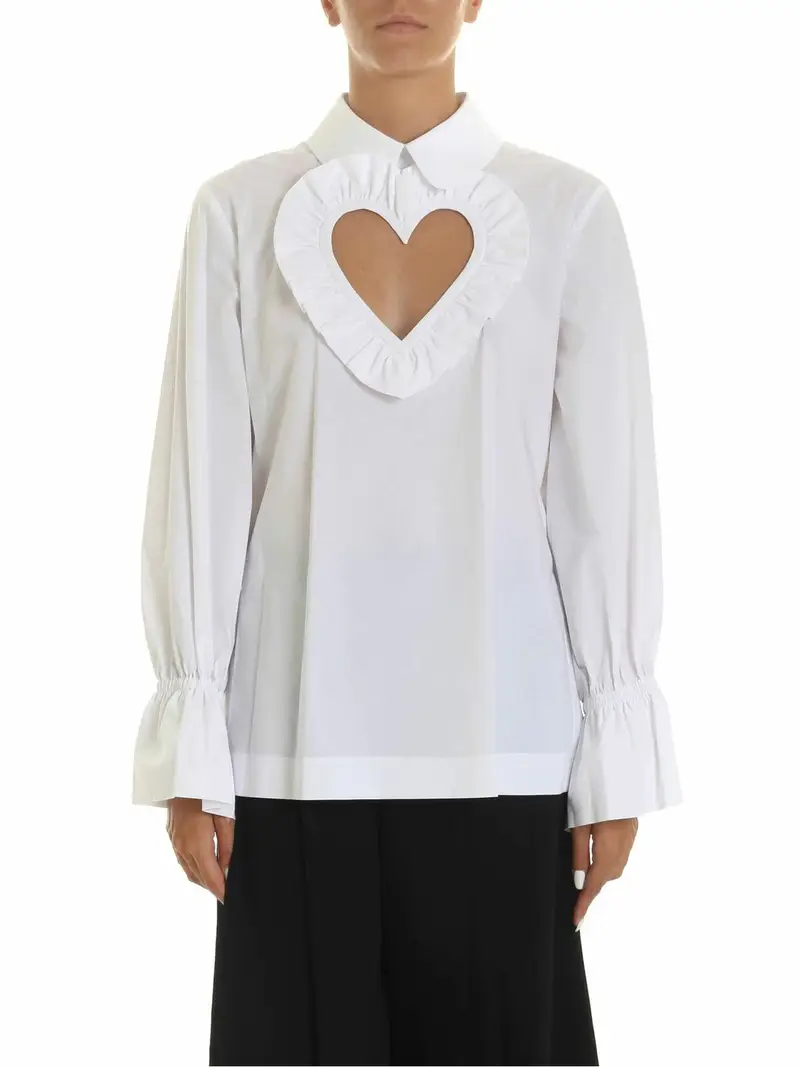 Blusa bianca con inserto cuore Bianco