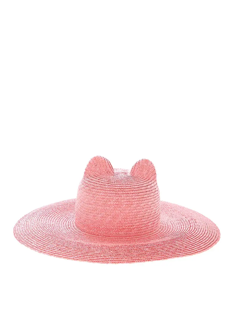 Cappello di paglia di gatto Rosa