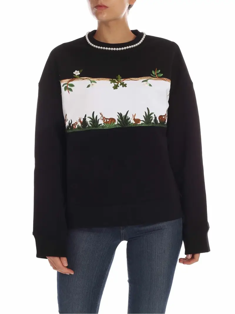 Felpa nera con patch conigli Nero