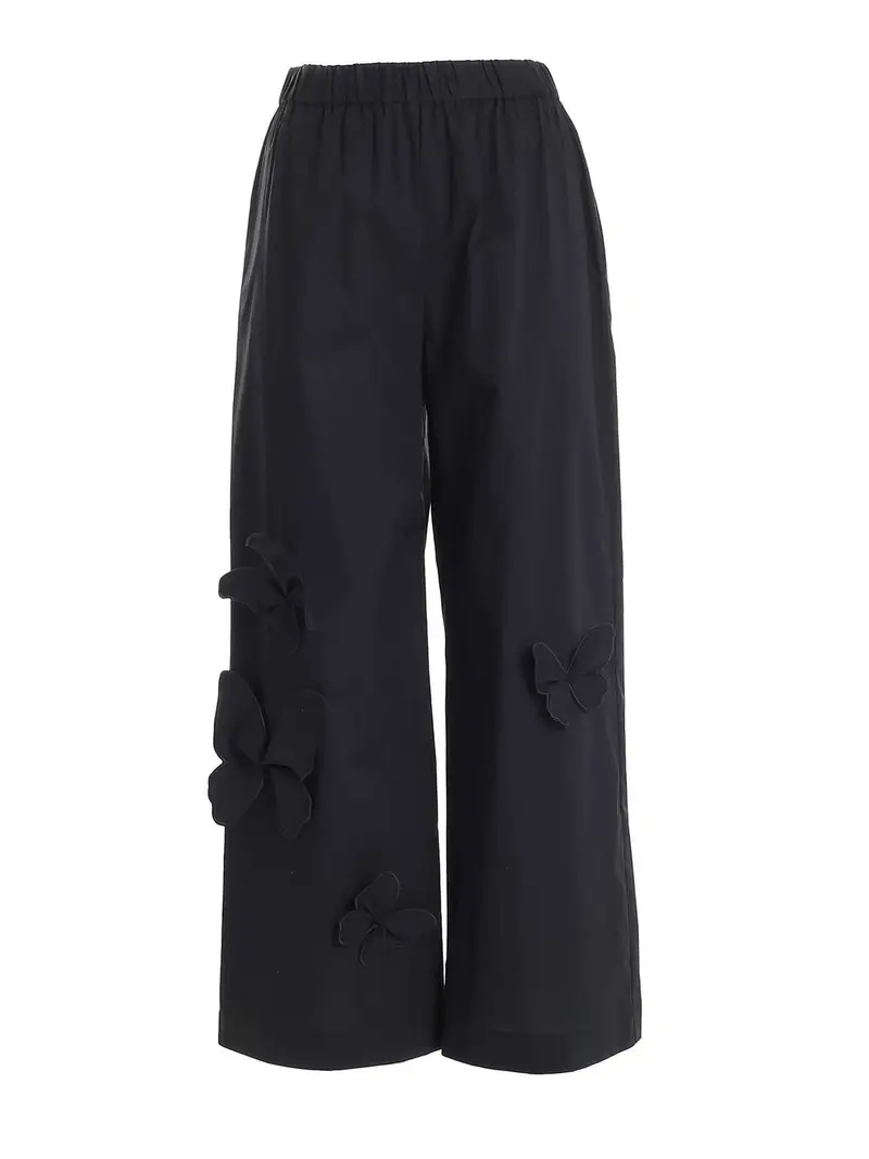 Pantalone con applicazione farfalle nero
