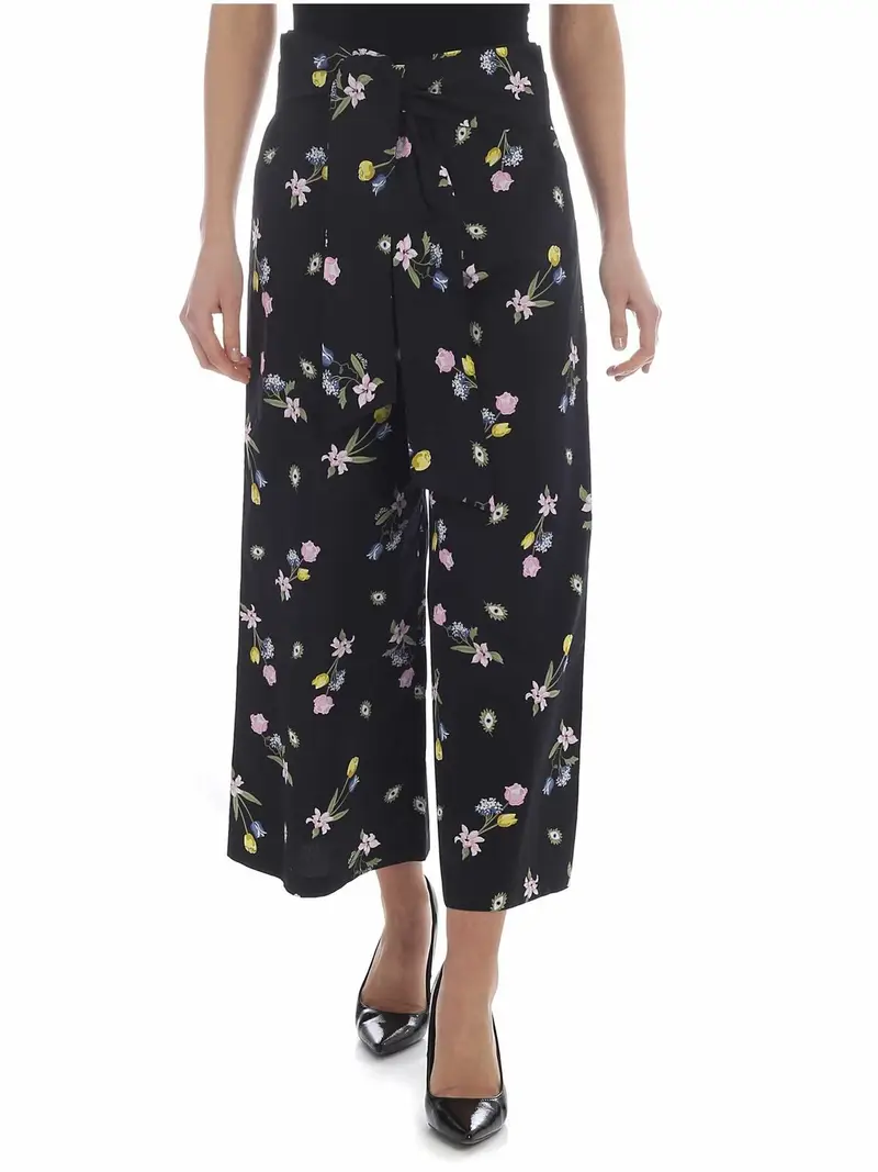 Pantalone Omega blu ampio a fiori