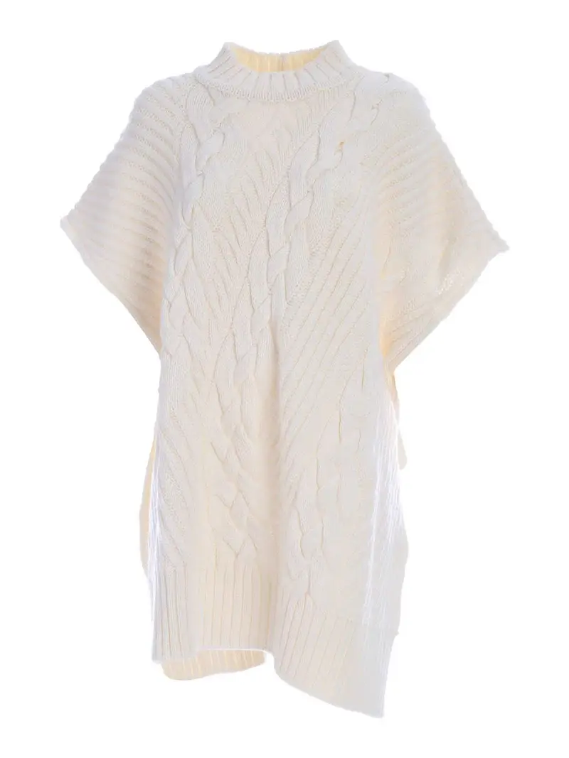 Poncho collo alto bianco