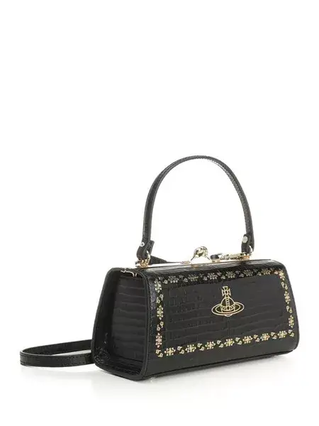 Borsa doll xl nero con ricamo oro miniatura 2