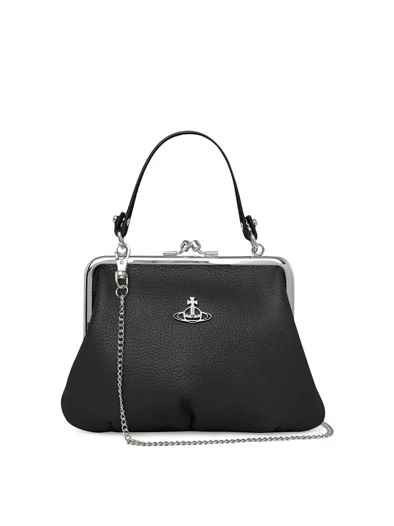 Borsa Granny Frame Con Logo Nero