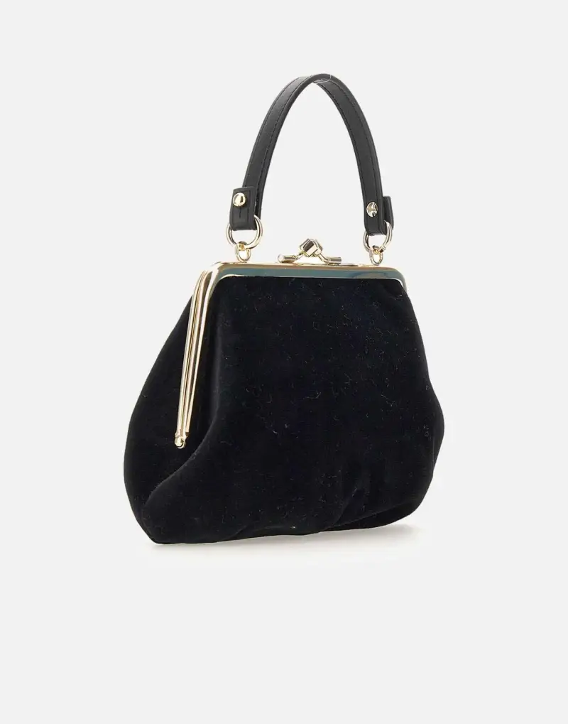 Borsa granny frame purse in velluto nero miniatura 2