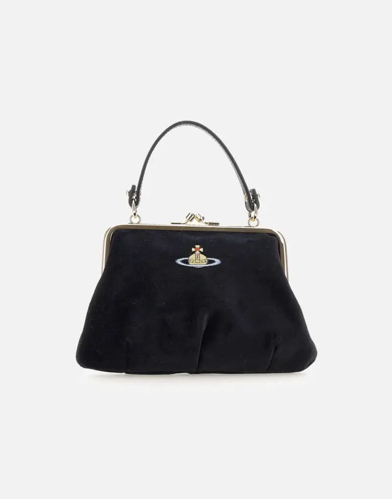 Borsa granny frame purse in velluto nero