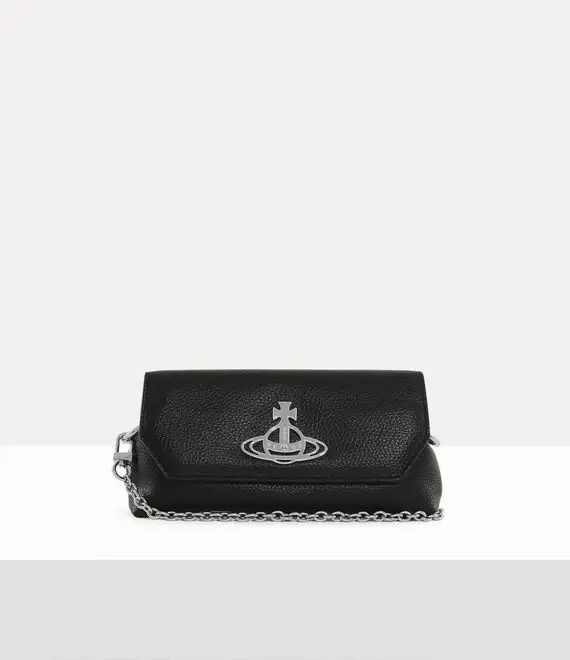 Borsa mini pouch nera in pelle