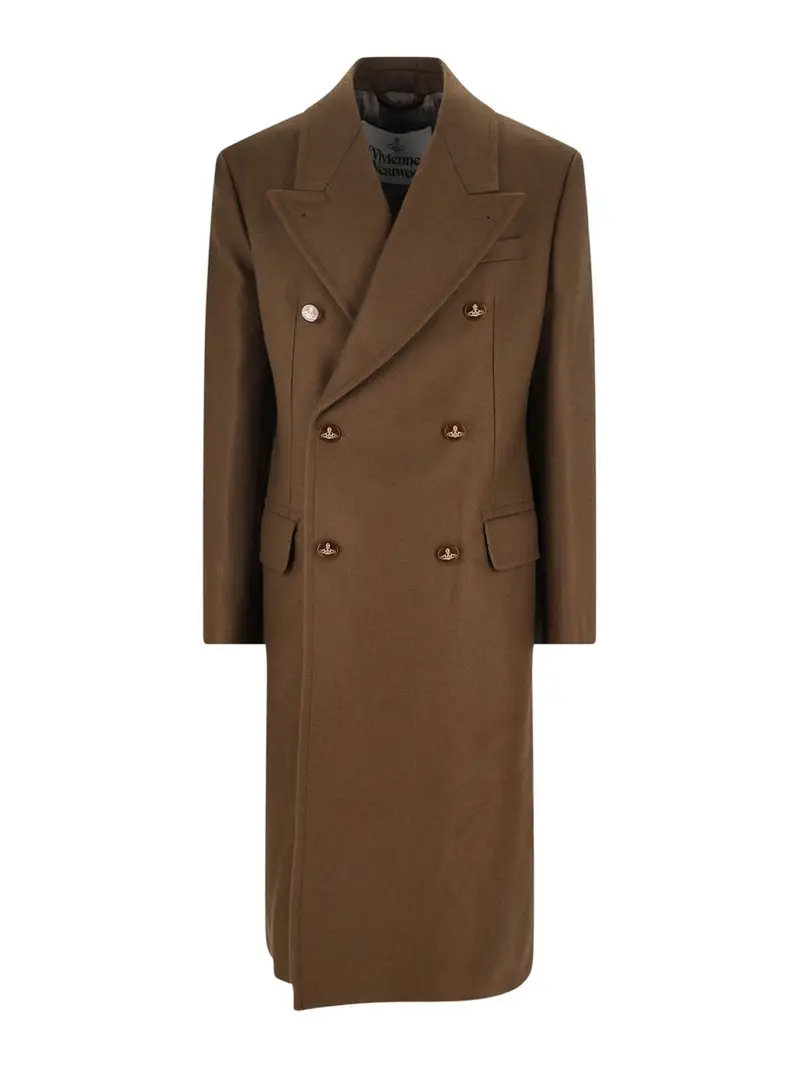 Cappotto Doppiopetto In Lana E Cashmere Marrone