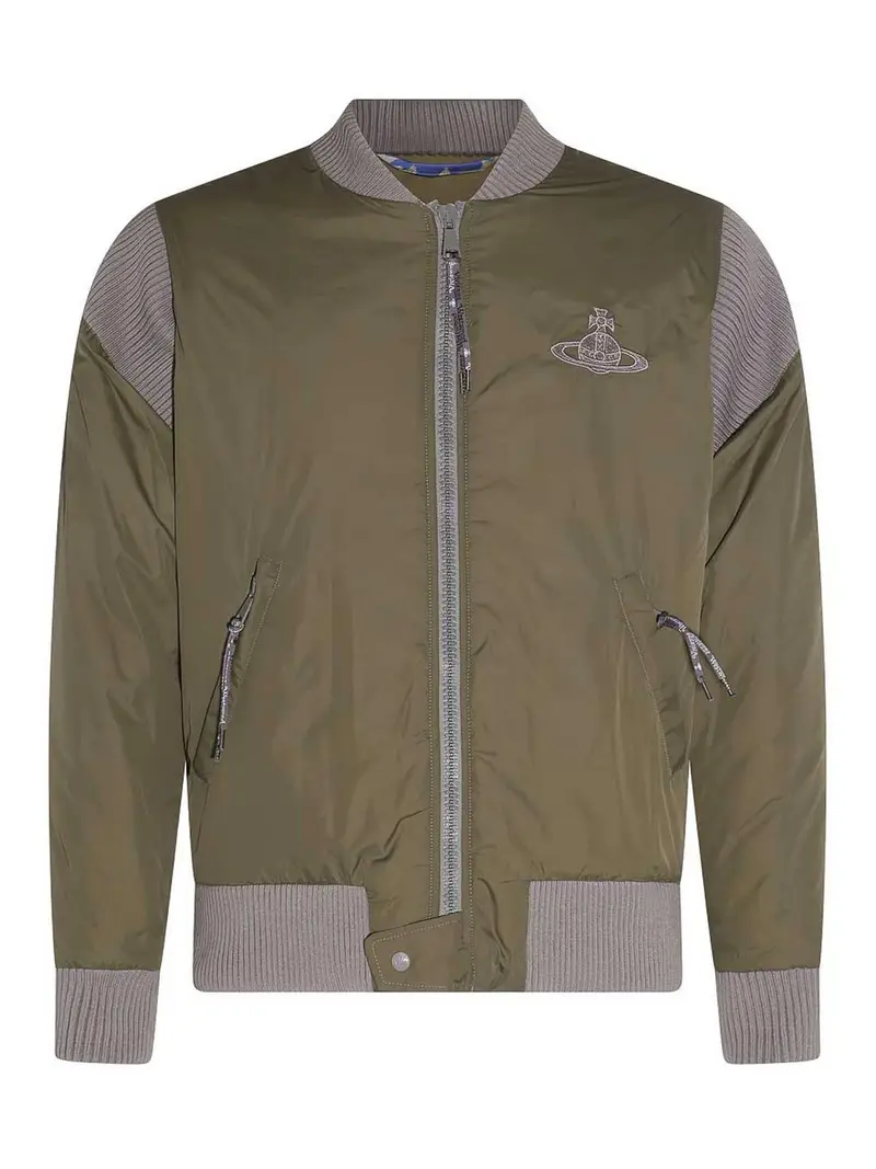 Giacca casual in nylon militare Verde Scuro