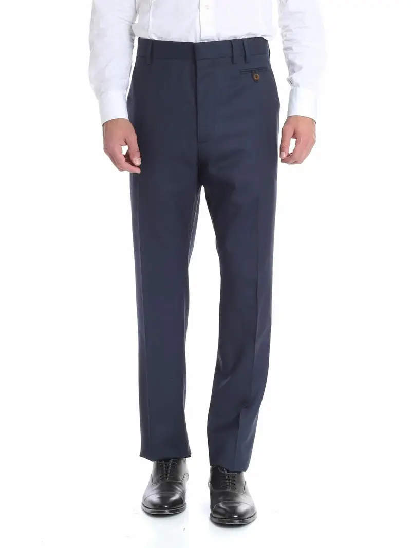 Pantalone blu con piega sartoriale