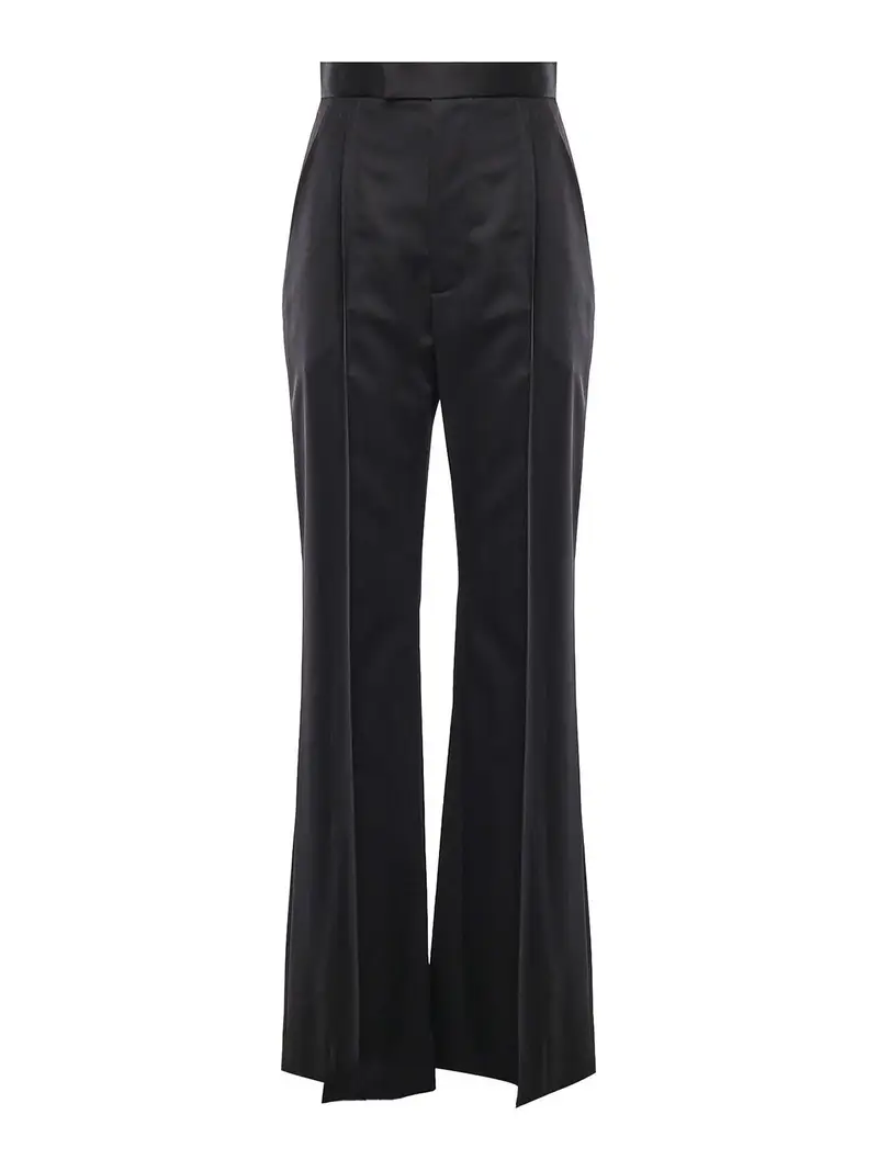 Pantaloni Svasati In Lana Nero