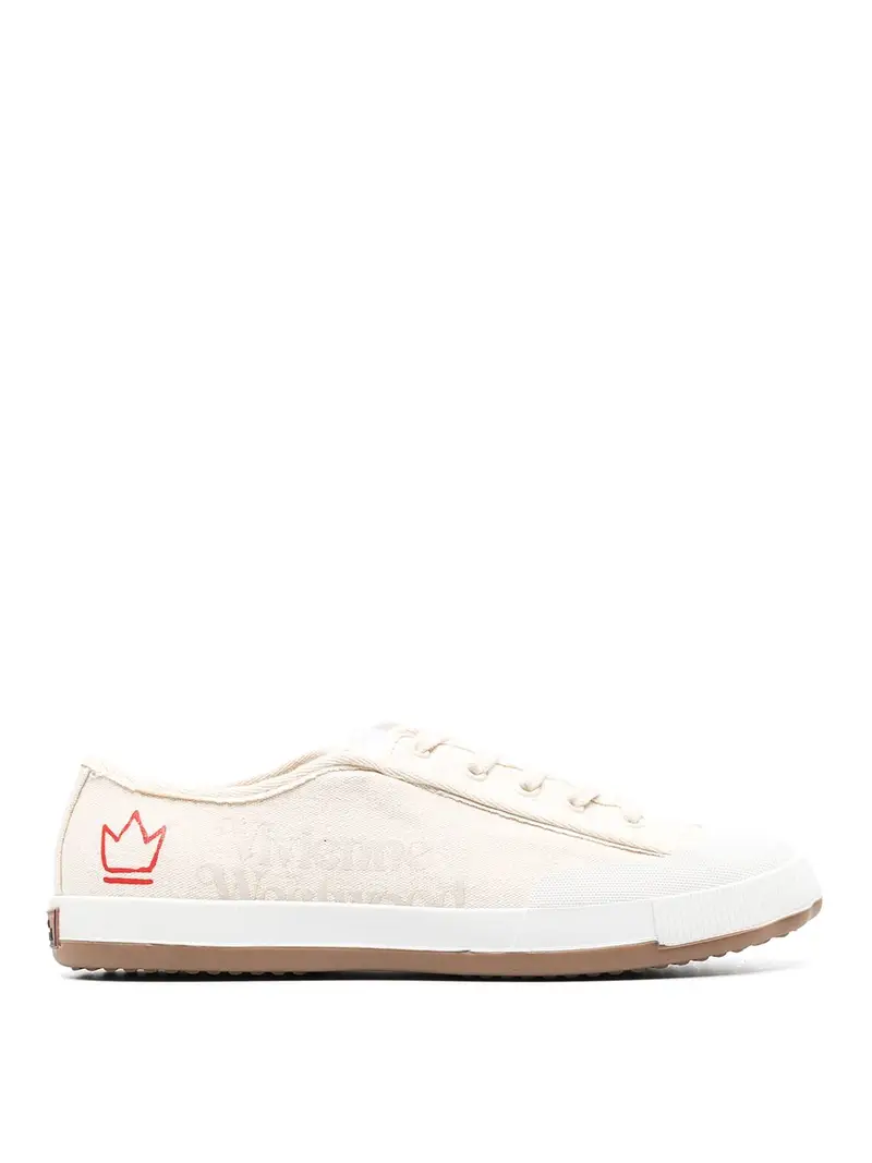Sneakers con stampa del logo Beige