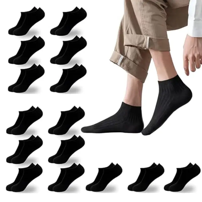 Vktaliphar 15 paia Calzini sportivi in cotone da uomo - antiscivolo e traspiranti, per la palestra e la vita quotidiana (nero, taglie 38-45)
