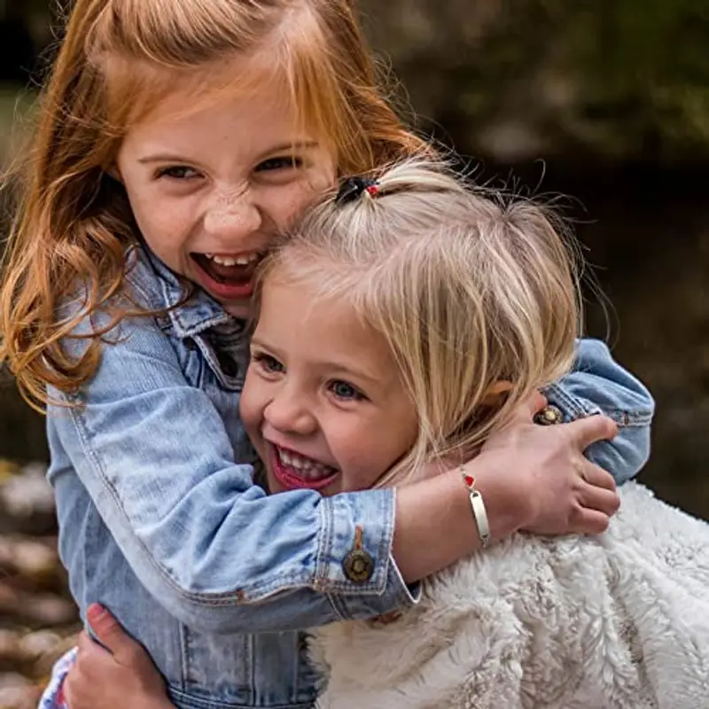 Vnox Bracciale Bambini Incisione Ragazza Braccialetti Personalizzati Figlia con Ciondolo Cuore Regali di Battesimo 12cm Argento miniatura 3