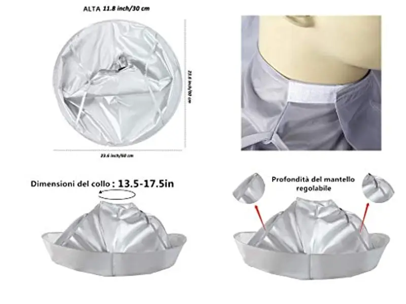 Voarge Mantellina Parrucchiere, Vestiti da parrucchiere tintura parrucchiere taglio di capelli mantello tridimensionale traspirante panno, Adulti e Ragazzo, Grigio Argento miniatura 3