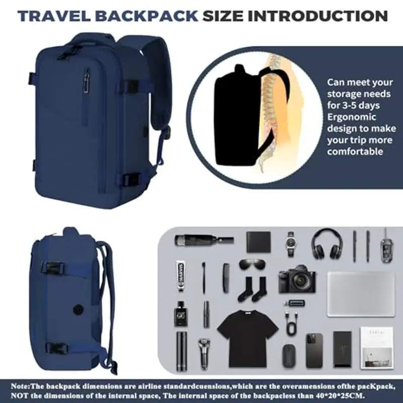 VOESLD Zaino da viaggio Uomo Blu 817188 miniatura 3