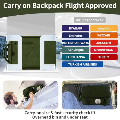 VOESLD Zaino da viaggio Uomo Verde 3517617 miniatura 2