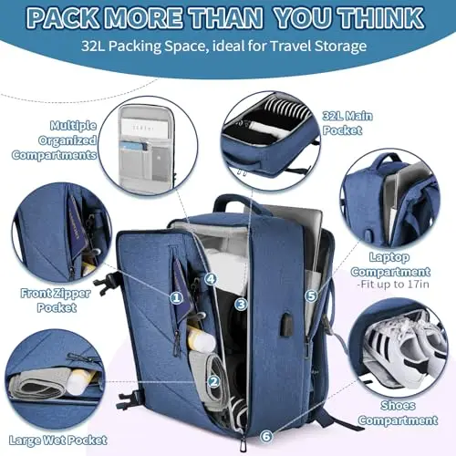 VOESLD Zaino da viaggio Uomo Blu 2713458 miniatura 3