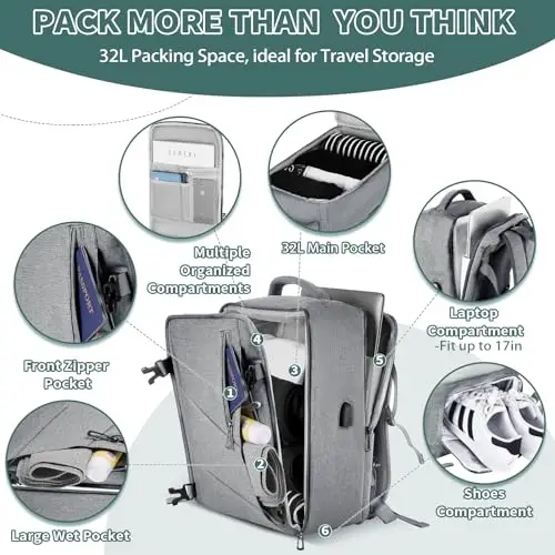 VOESLD Zaino da viaggio Uomo Grigio 2713455 miniatura 3