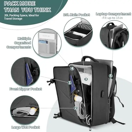 VOESLD Zaino da viaggio Donna Grigio 2713454 miniatura 3