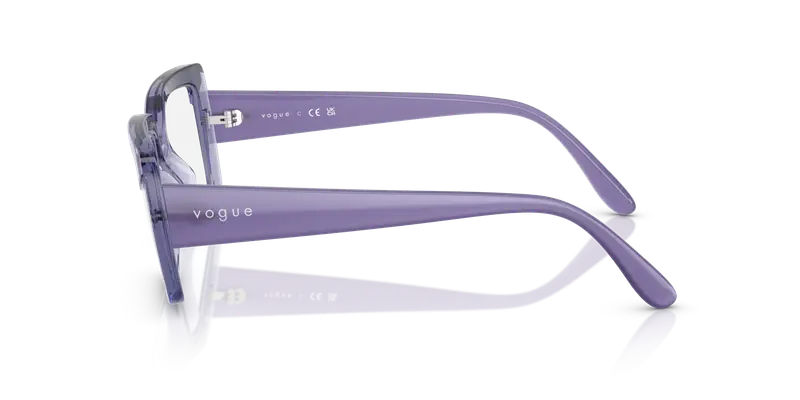 VOGUE EYEWEAR Donna VO5636U 3223 Montature da vista Nylon Viola Trasparente Squadrata Normale miniatura 3