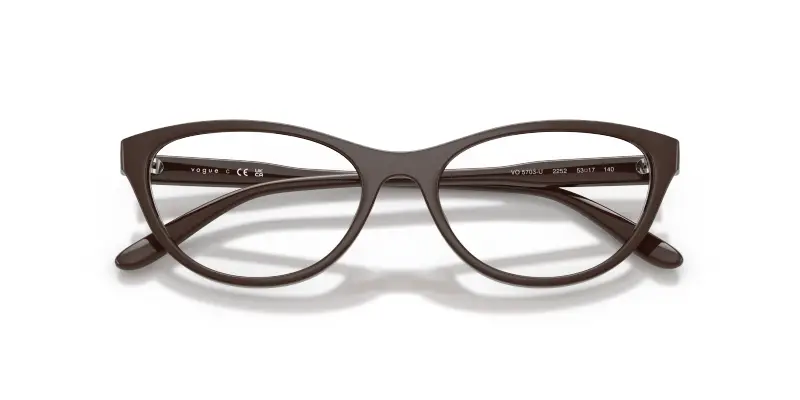 Donna VOGUE EYEWEAR VO5703U 2252 Montature da vista Nylon Marrone Trasparente Rotonda Normale miniatura 2