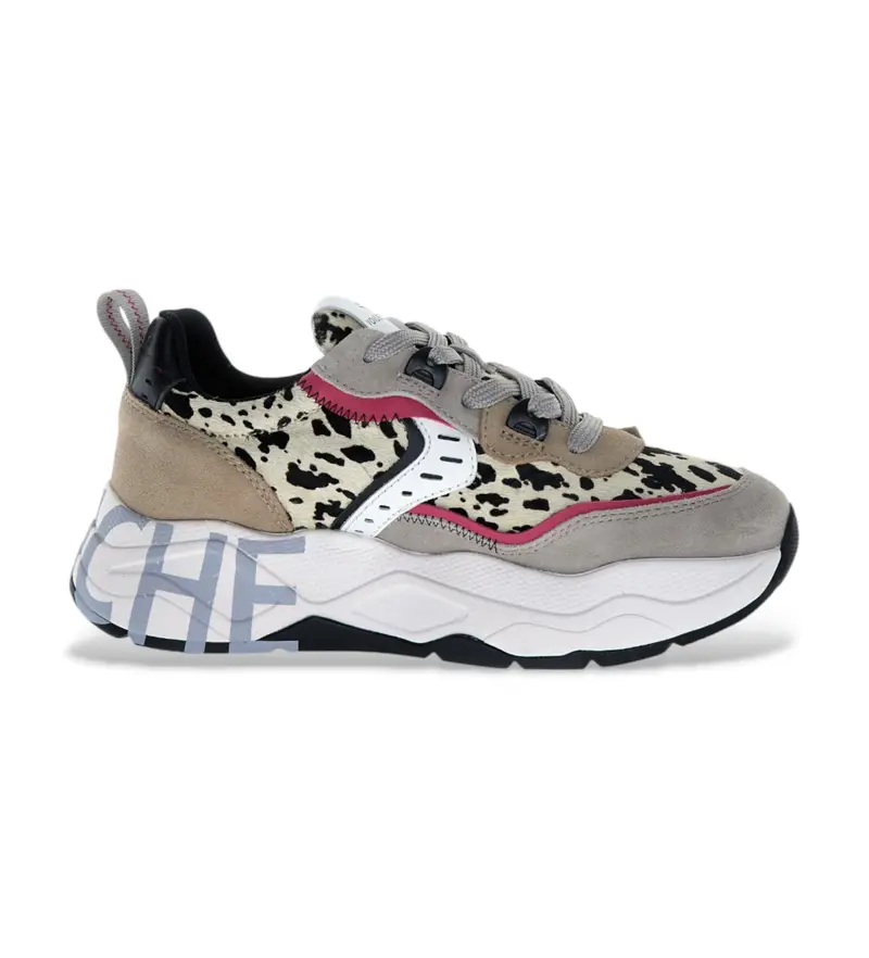 per donna. 2017475 Sneakers Club105 in pelle grigia (37), 3 a 5cm, Stringhe, Casual, Grigio, Animal Print