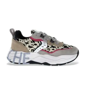 per donna 2017475 Sneakers Club105 in pelle grigia (41), 3 a 5cm, Stringhe, Casual, Grigio, Animal Print