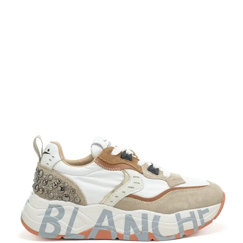 sneakers da donna club 105 in suede e tessuto tecnico beige chiaro bianco