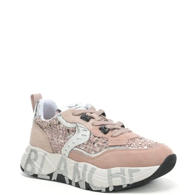 sneakers da donna club 105 in suede e tessuto tecnico con paillettes rosa miniatura 3