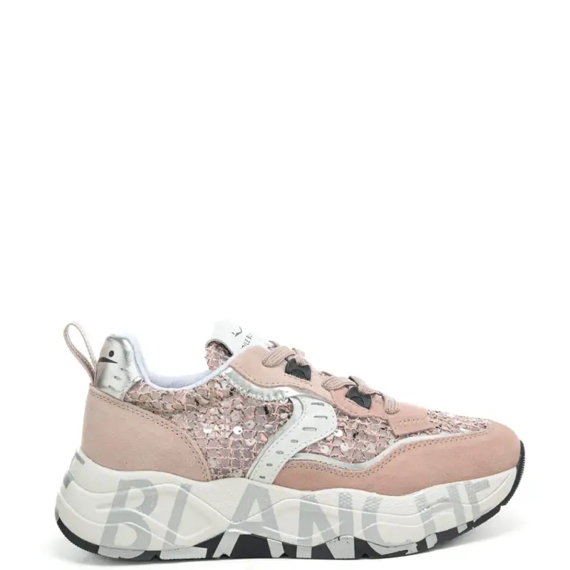sneakers da donna club 105 in suede e tessuto tecnico con paillettes rosa