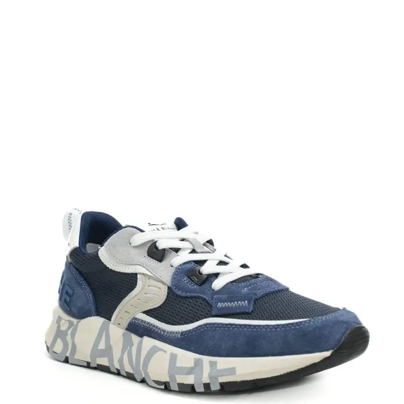 sneakers da uomo club 01 in suede e tessuto tecnico con maxi logo blu scuro miniatura 2