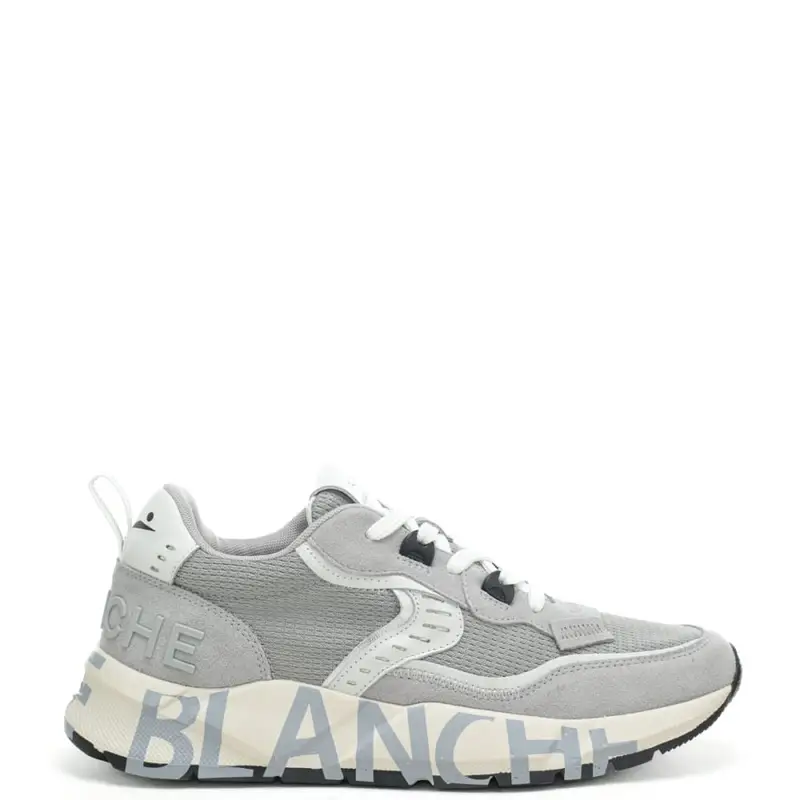 sneakers da uomo club 01 in suede e tessuto tecnico con maxi logo grigio