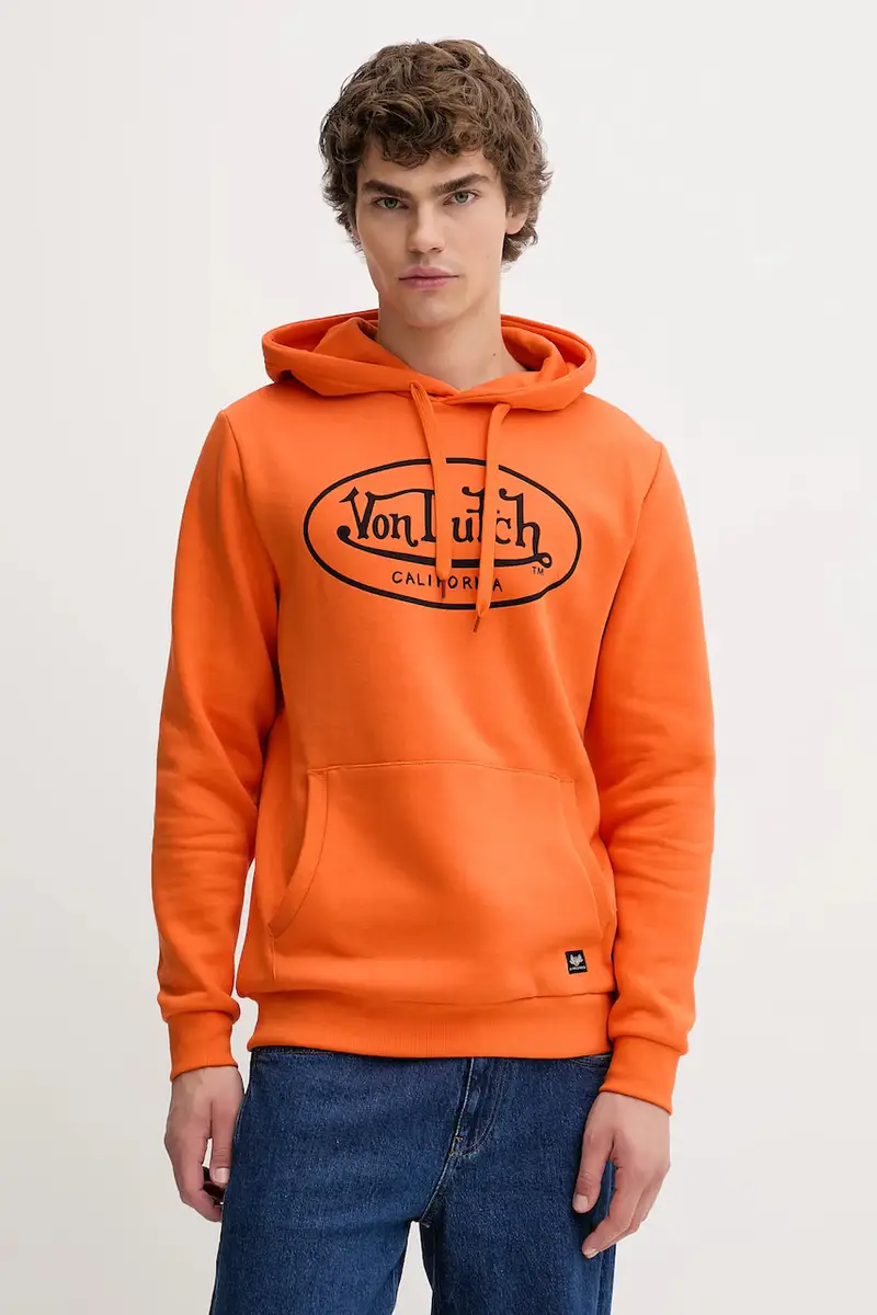 felpa uomo colore arancione con cappuccio VD.1.SWC.BRAND