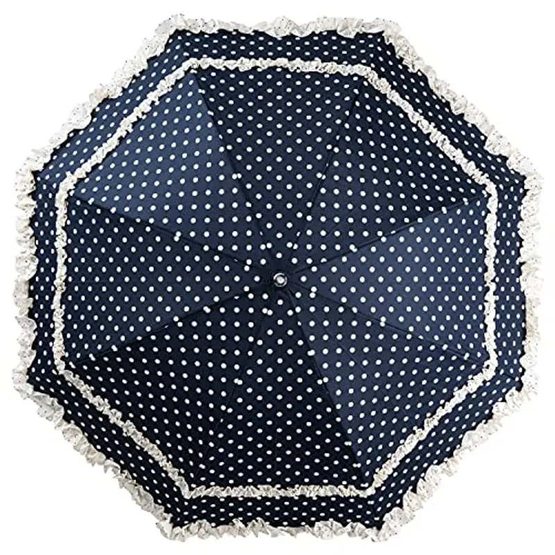 VON LILIENFELD® Ombrello Parasole Sposa Apertura Automatica Antivento Donna Mary blu con punti miniatura 3