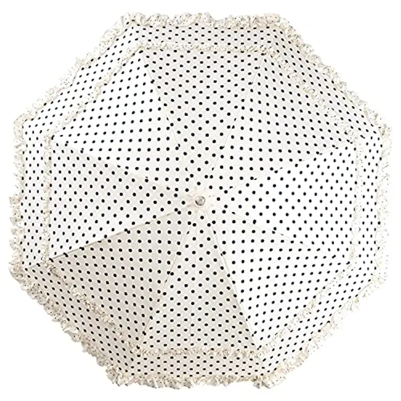 VON LILIENFELD® Ombrello Parasole Sposa Apertura Automatica Antivento Donna Mary crema con punti miniatura 3