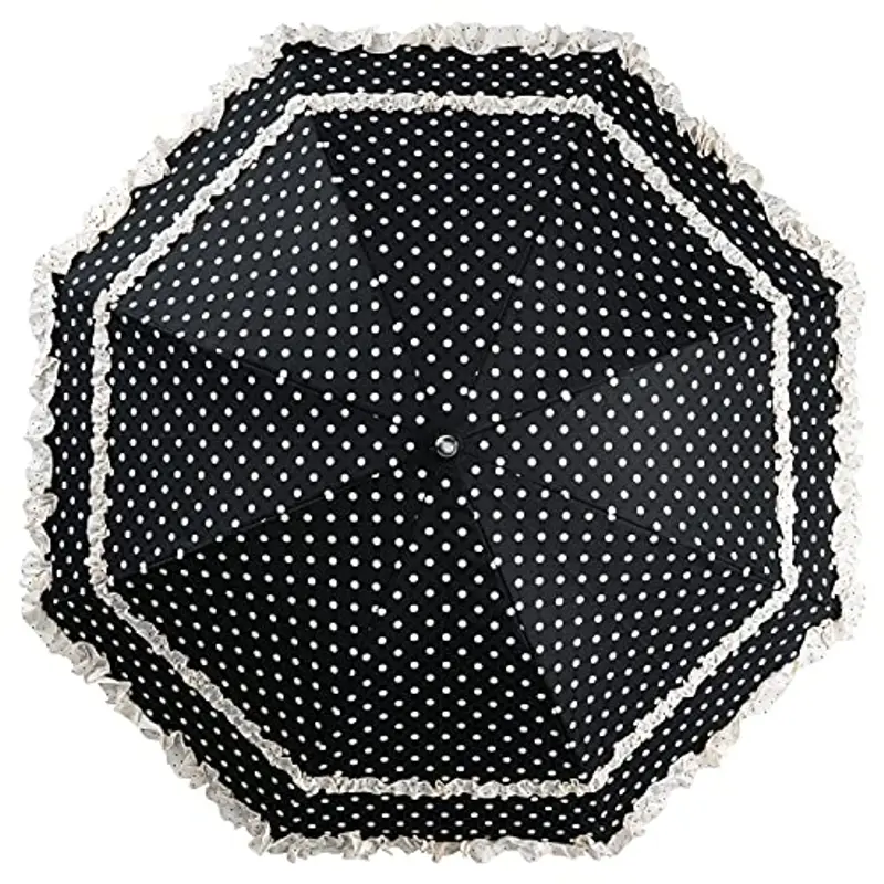 VON LILIENFELD® Ombrello Parasole Sposa Apertura Automatica Antivento Donna Mary (nero con punti) miniatura 3