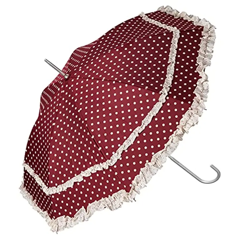 VON LILIENFELD® Ombrello Parasole Sposa Apertura Automatica Antivento Donna Mary orgogna bordeaux con punti